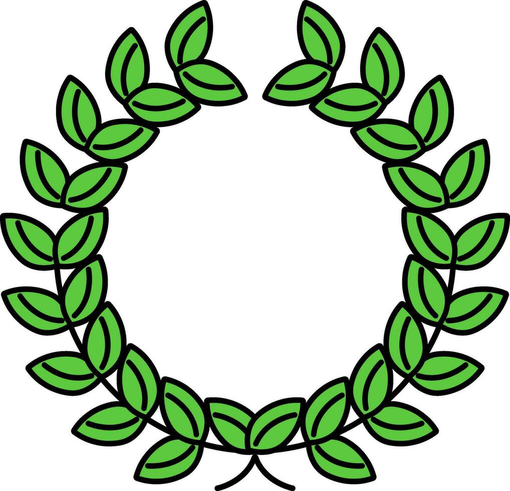 Flat Style Laurel Wreath Green Icon. vector