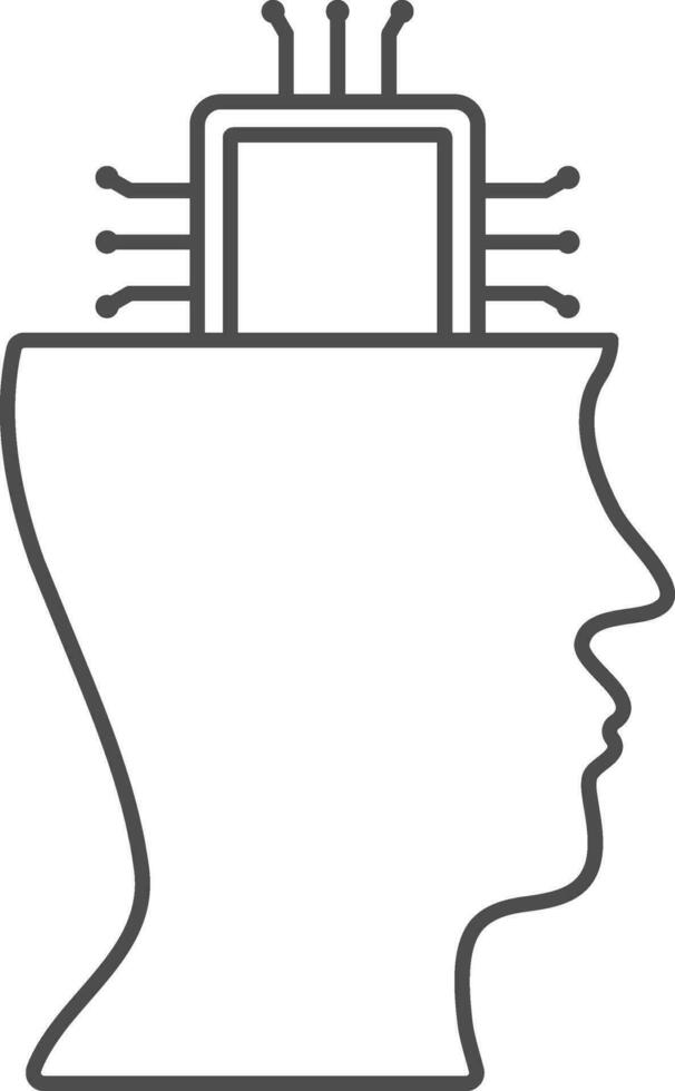 Gray Outline Artificial Intelligence Icon Or Symbol. vector