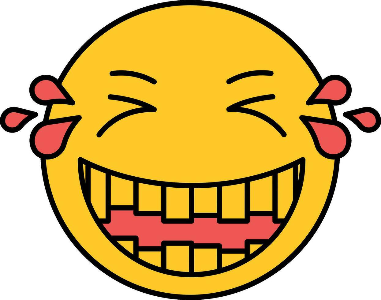 Funny Grinning Emoji With Tears Icon In Red And Yellow Color. 24886650 Vector Art at Vecteezy