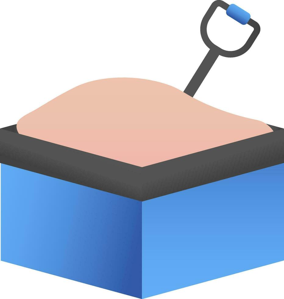 3D Sandbox Icon In Blue And Peach Color. vector