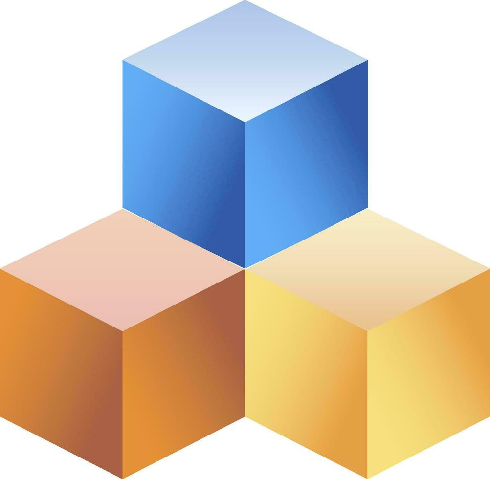 3D Colorful Cubes Icon Or Symbol. vector