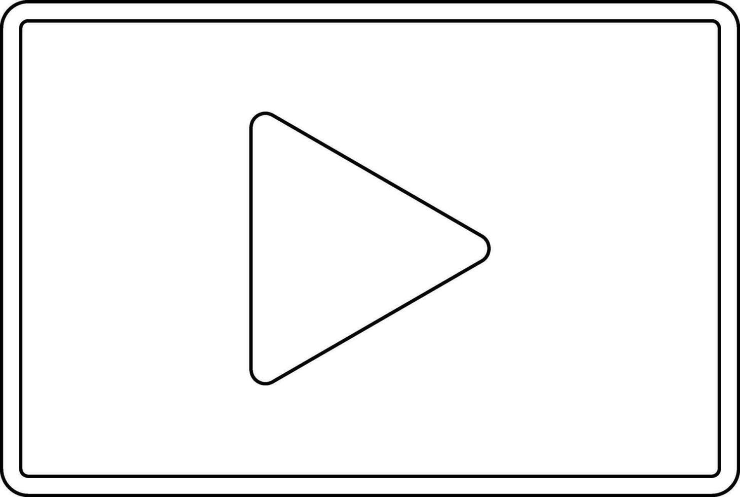 Video player in black line art. vector