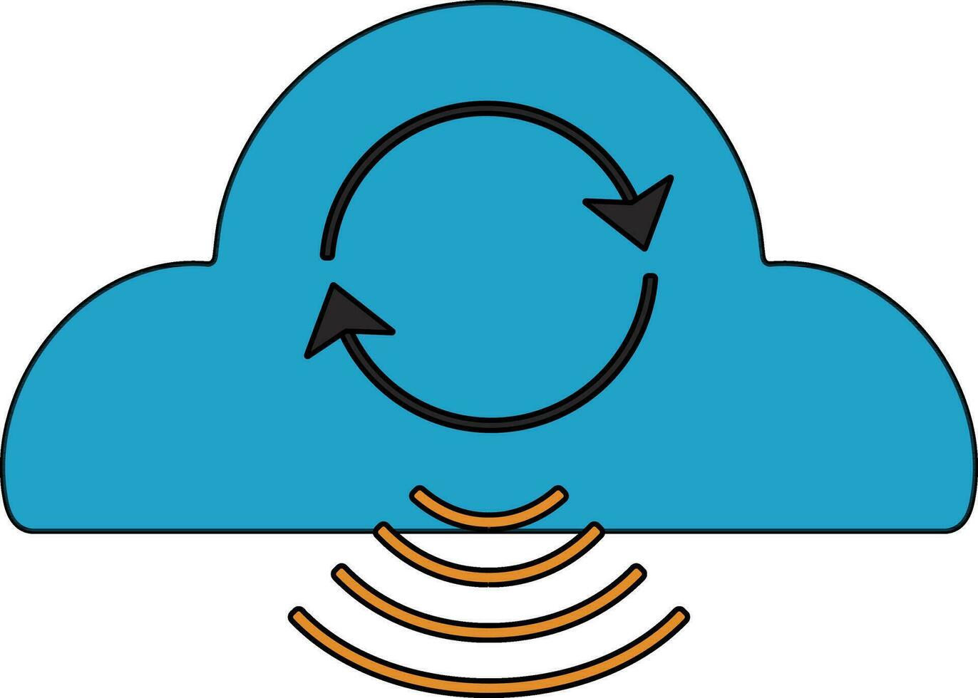 Uploading blue cloud with orange wifi. vector