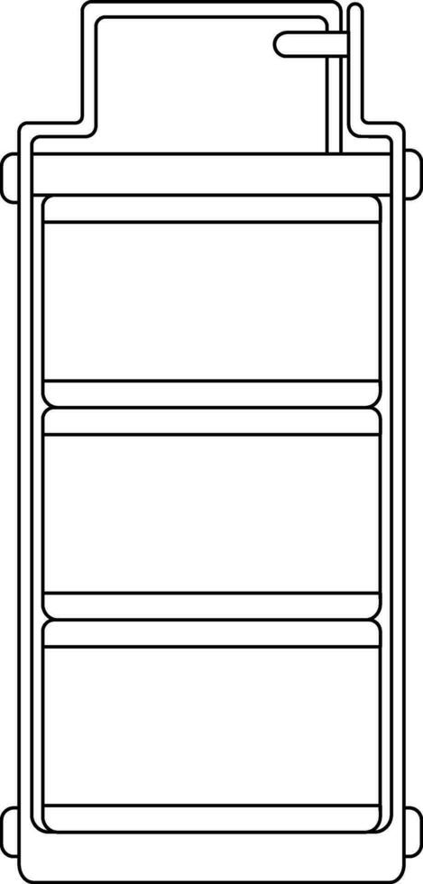 Black line art lunch box. vector