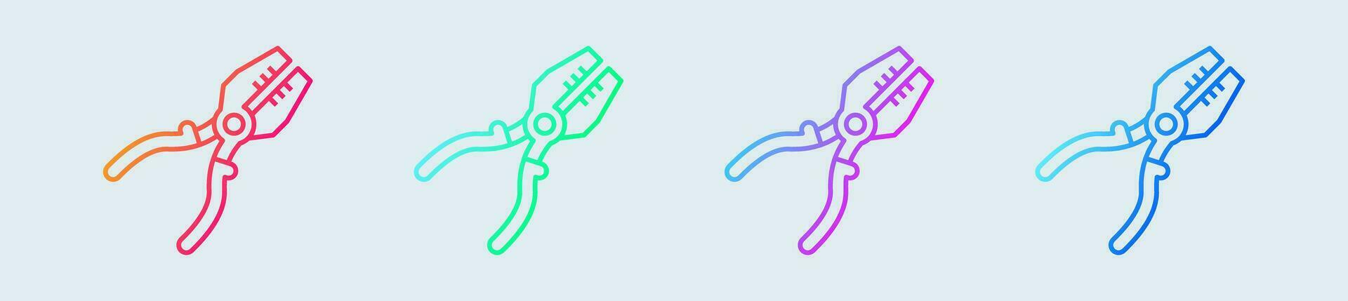 Plier line icon in gradient colors. Repair tool signs vector illustration.