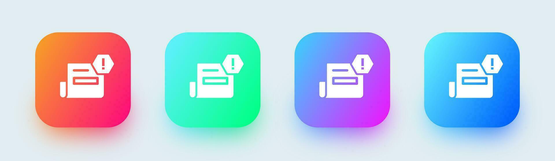 Spam solid icon in square gradient colors. Warning signs vector illustration.