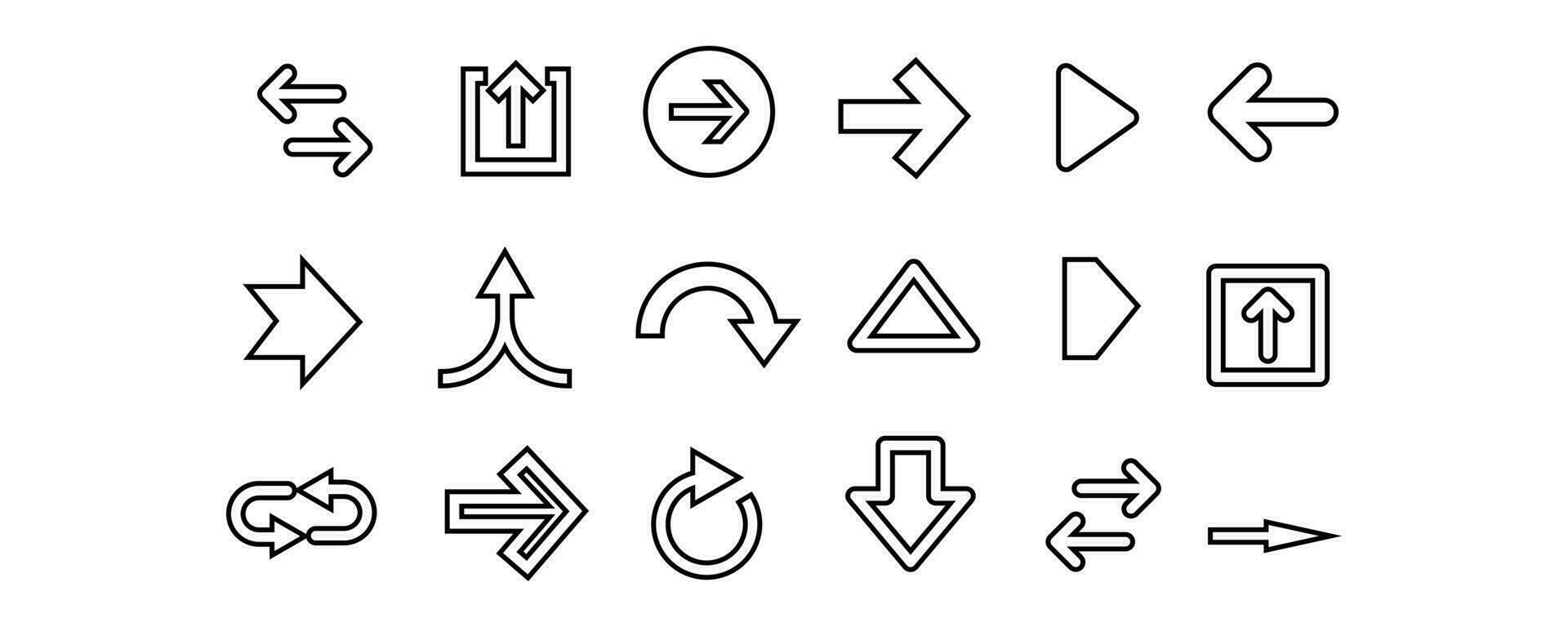 arrows set icon vector. line style arrows set collection vector