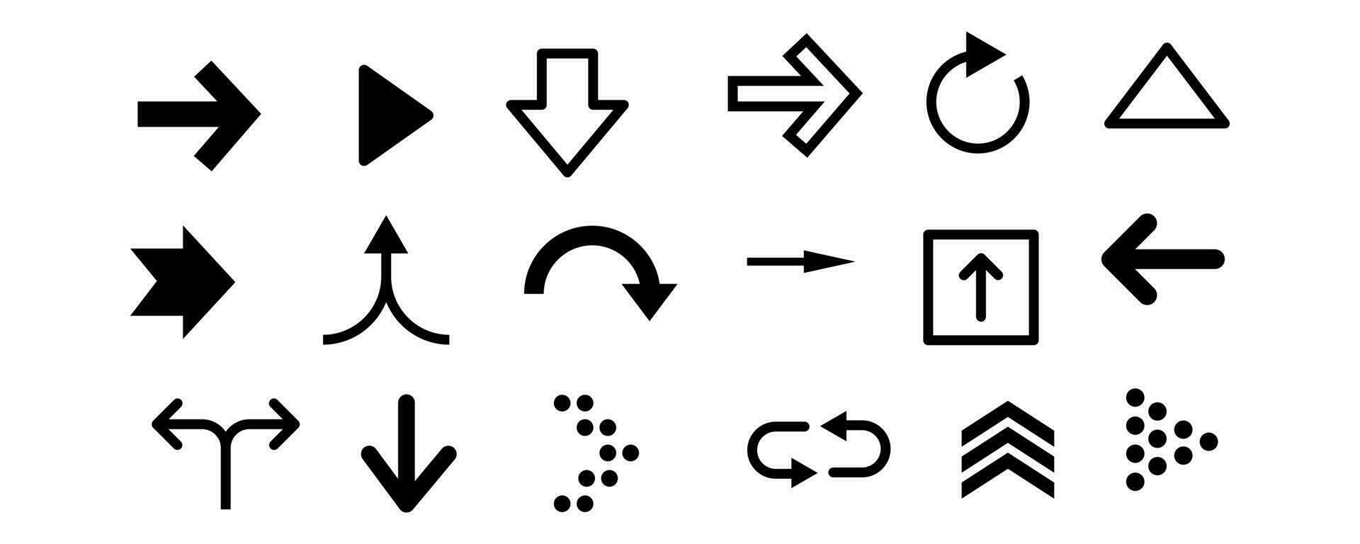 set arrows vector icon solid black style icon