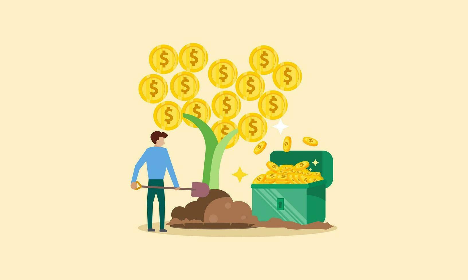 vector illustration plant money, flat design