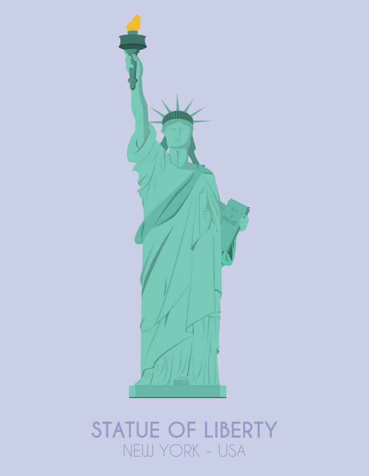 moderno diseño póster con vistoso antecedentes de estatua de libertad en nuevo york, EE.UU. vector ilustración