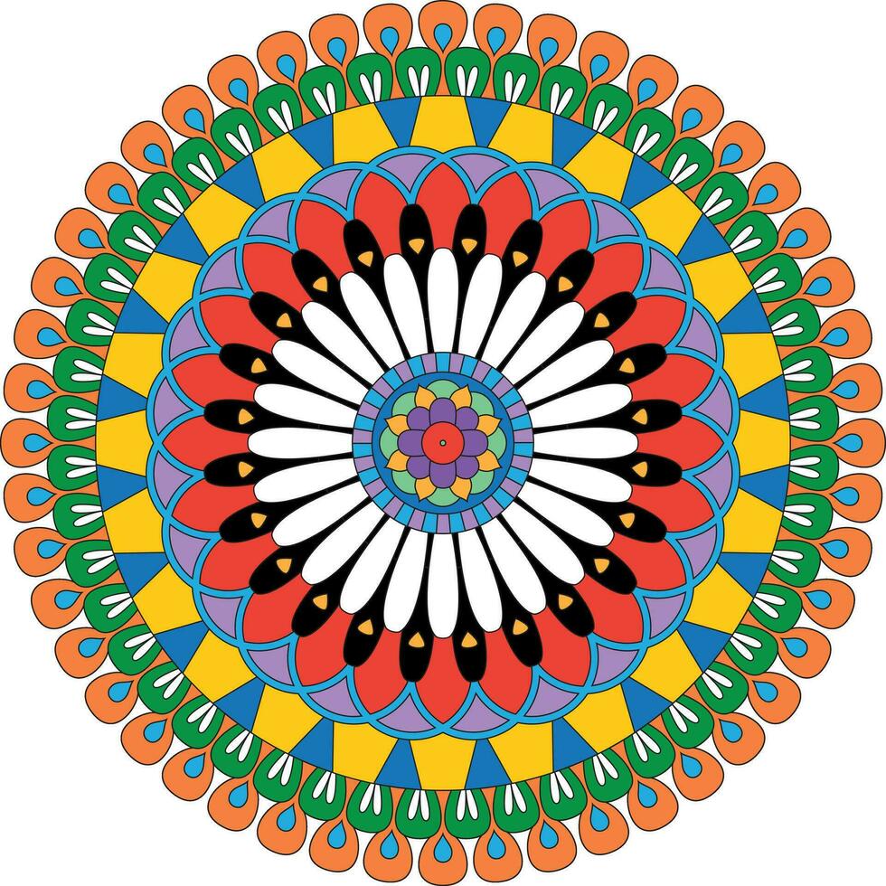 Decorative colorful floral mandala Vector illustration isolated on white background