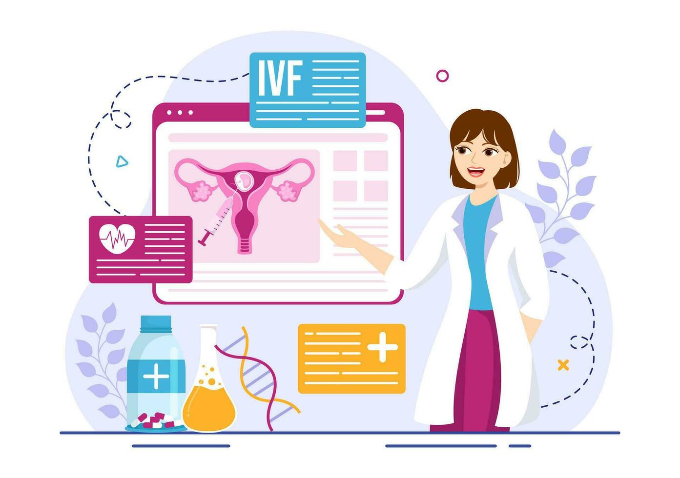 IVF or In Vitro Fertilization Vector Illustration for Artificial Insemination About Pregnancy and Doctors Research Fertilized Egg Cartoon Template