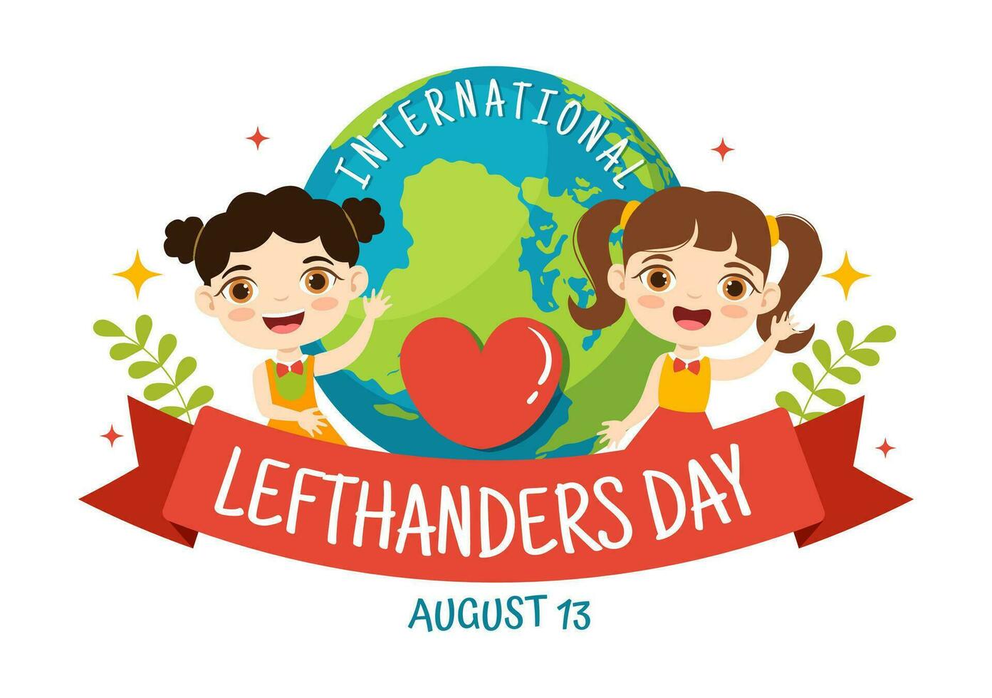 Happy LeftHanders Day Celebration Vector Illustration with Raise Awareness of Pride in Being Left Handed in Kids Cartoon Hand Drawn Templates