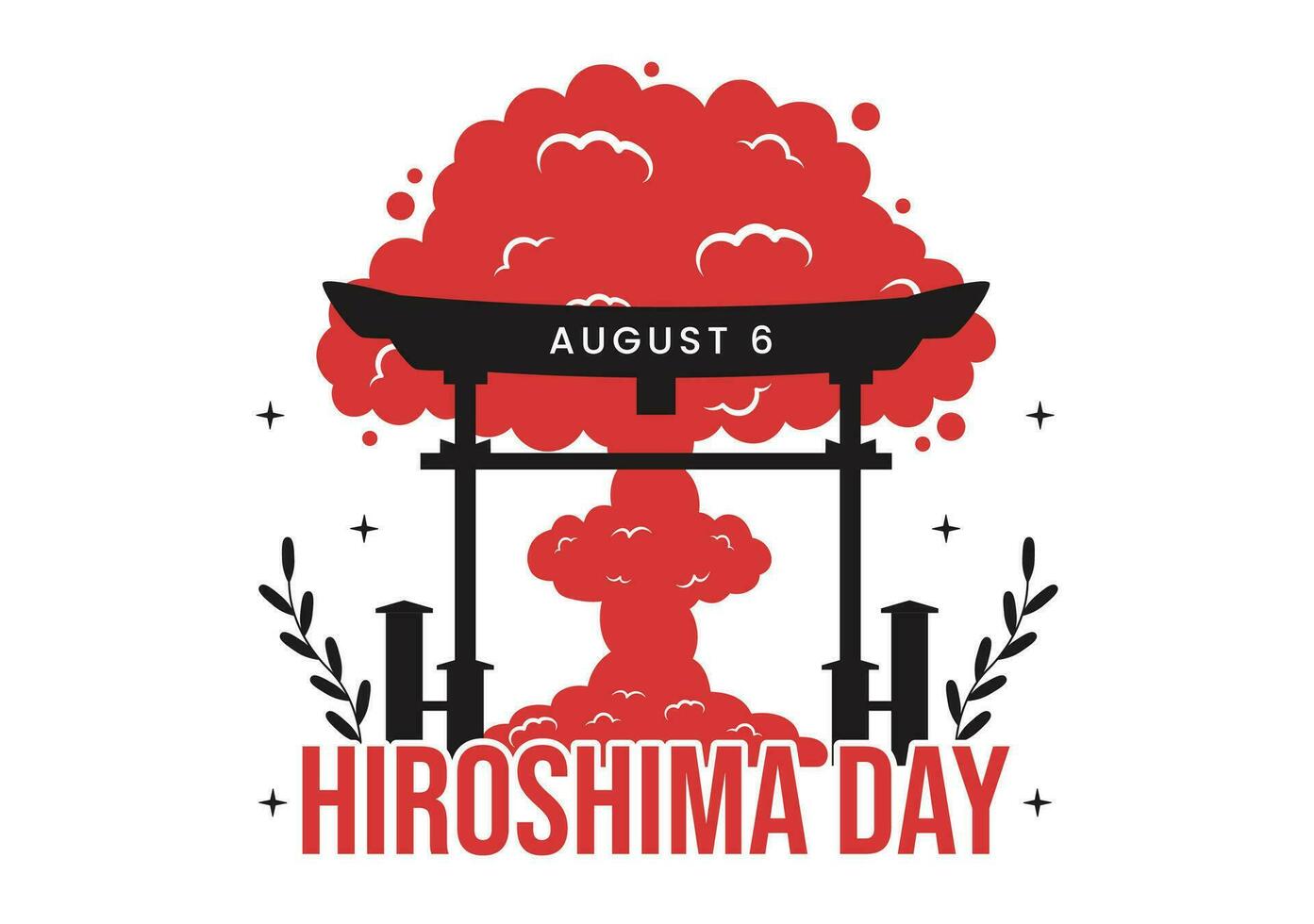 Hiroshima Day Vector Illustration on 6 August with Peace Dove Bird and Nuclear Explosion Background in Flat Cartoon Hand Drawn Templates