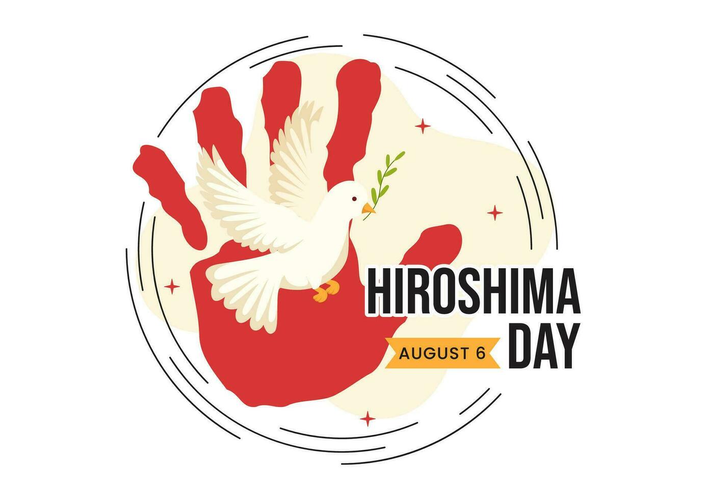 hiroshima día vector ilustración en 6 6 agosto con paz paloma pájaro y nuclear explosión antecedentes en plano dibujos animados mano dibujado plantillas