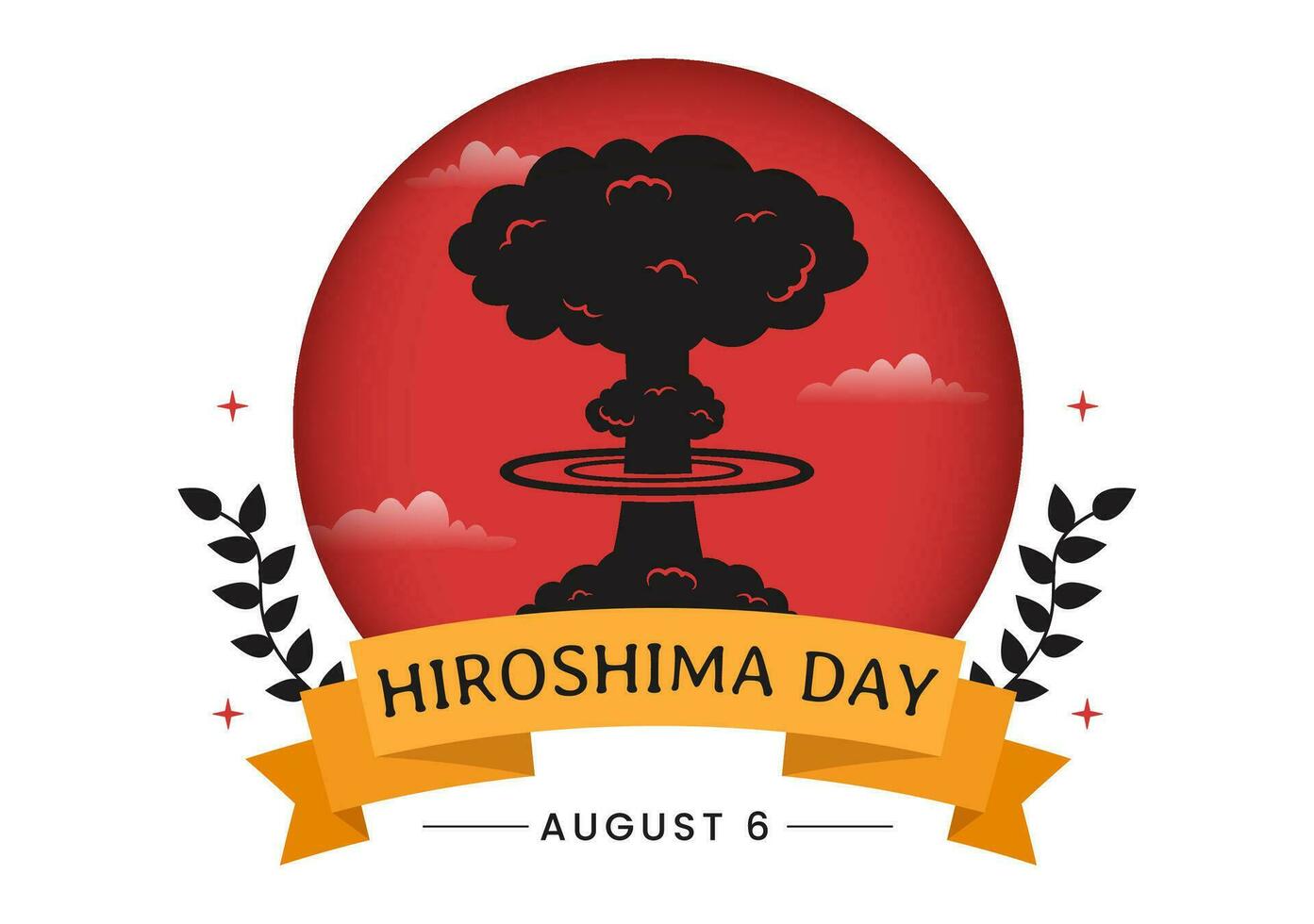 Hiroshima Day Vector Illustration on 6 August with Peace Dove Bird and Nuclear Explosion Background in Flat Cartoon Hand Drawn Templates