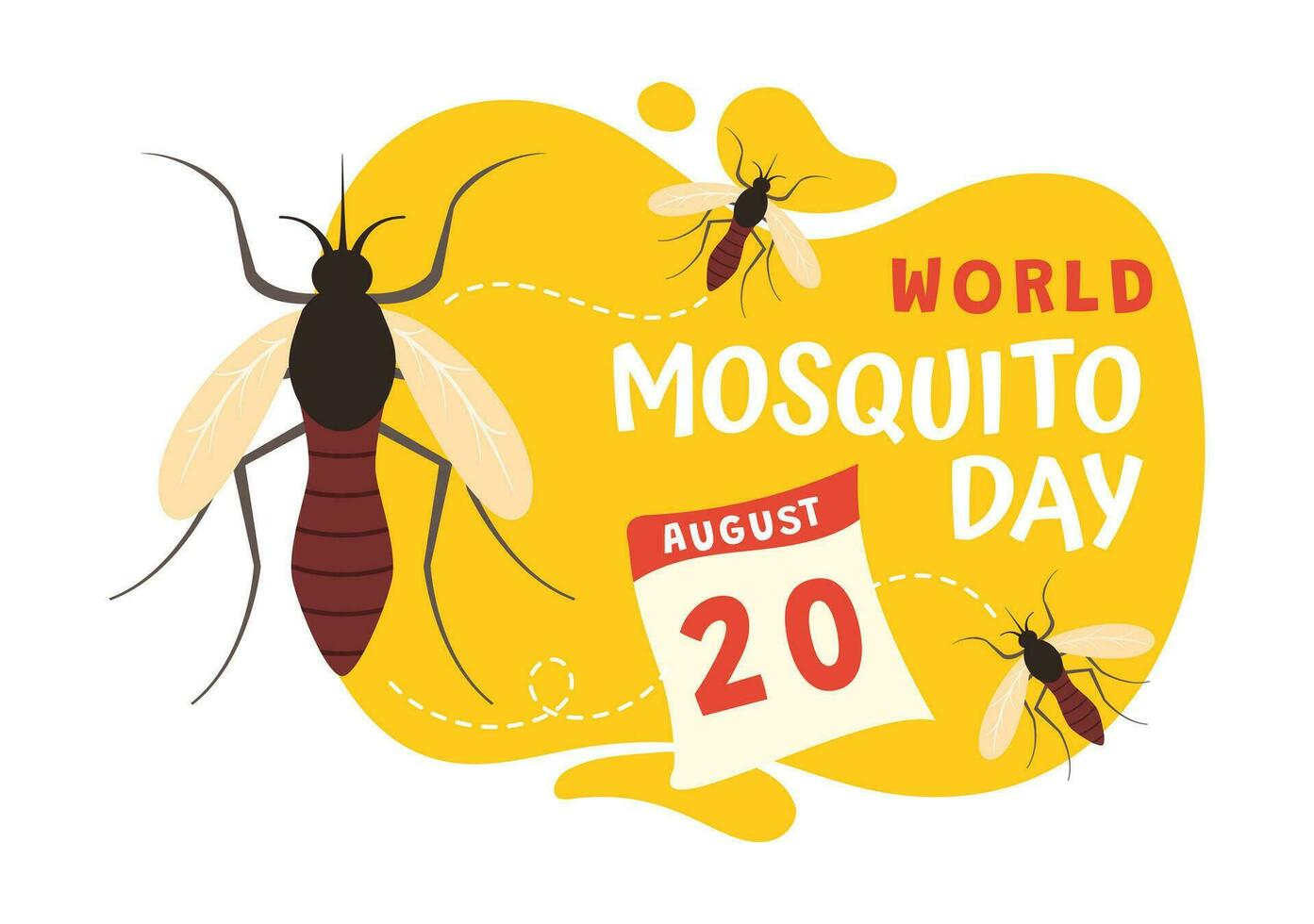 World Mosquito Day Vector Illustration on 20 August with Midge Can Cause Dengue Fever and Malaria in Flat Cartoon Hand Drawn Background Templates