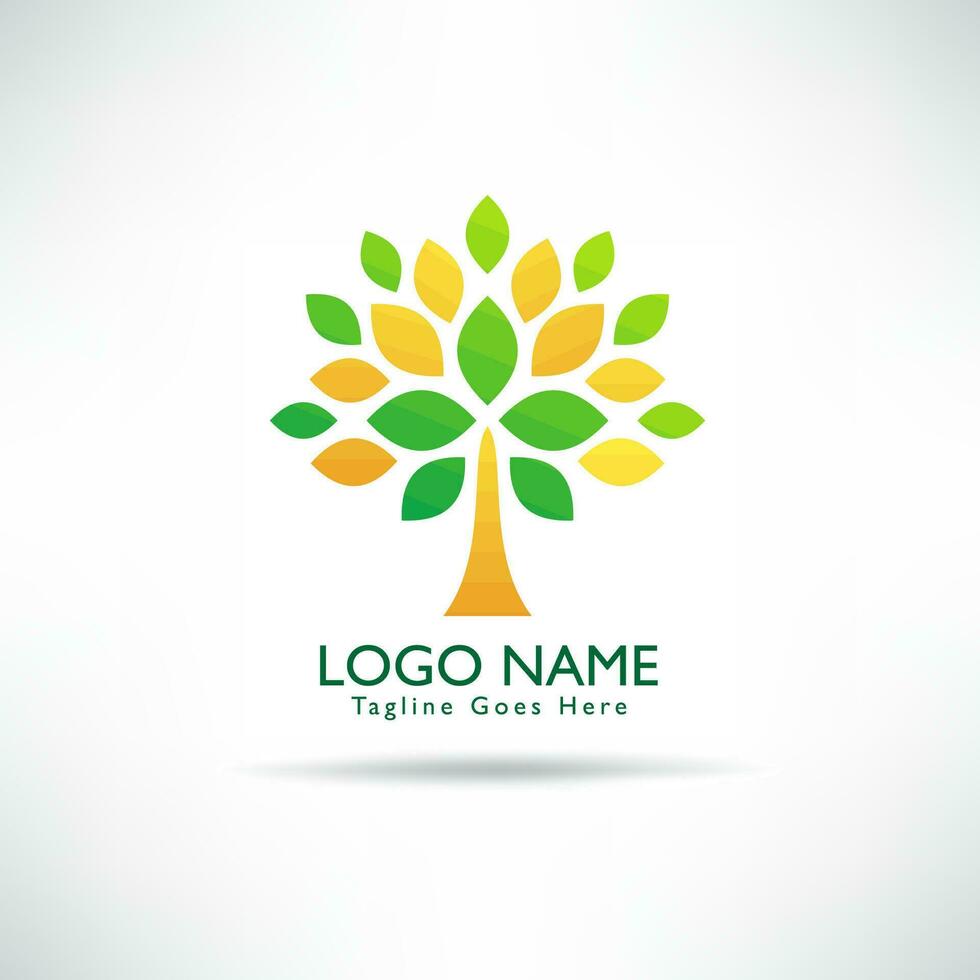 creative tree and leaf green logo vector. green environmental concept, ecological. vector