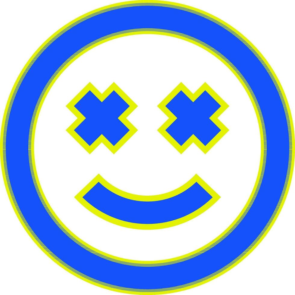 smile face in psychedelic groovy hippie 70s y2k style vector