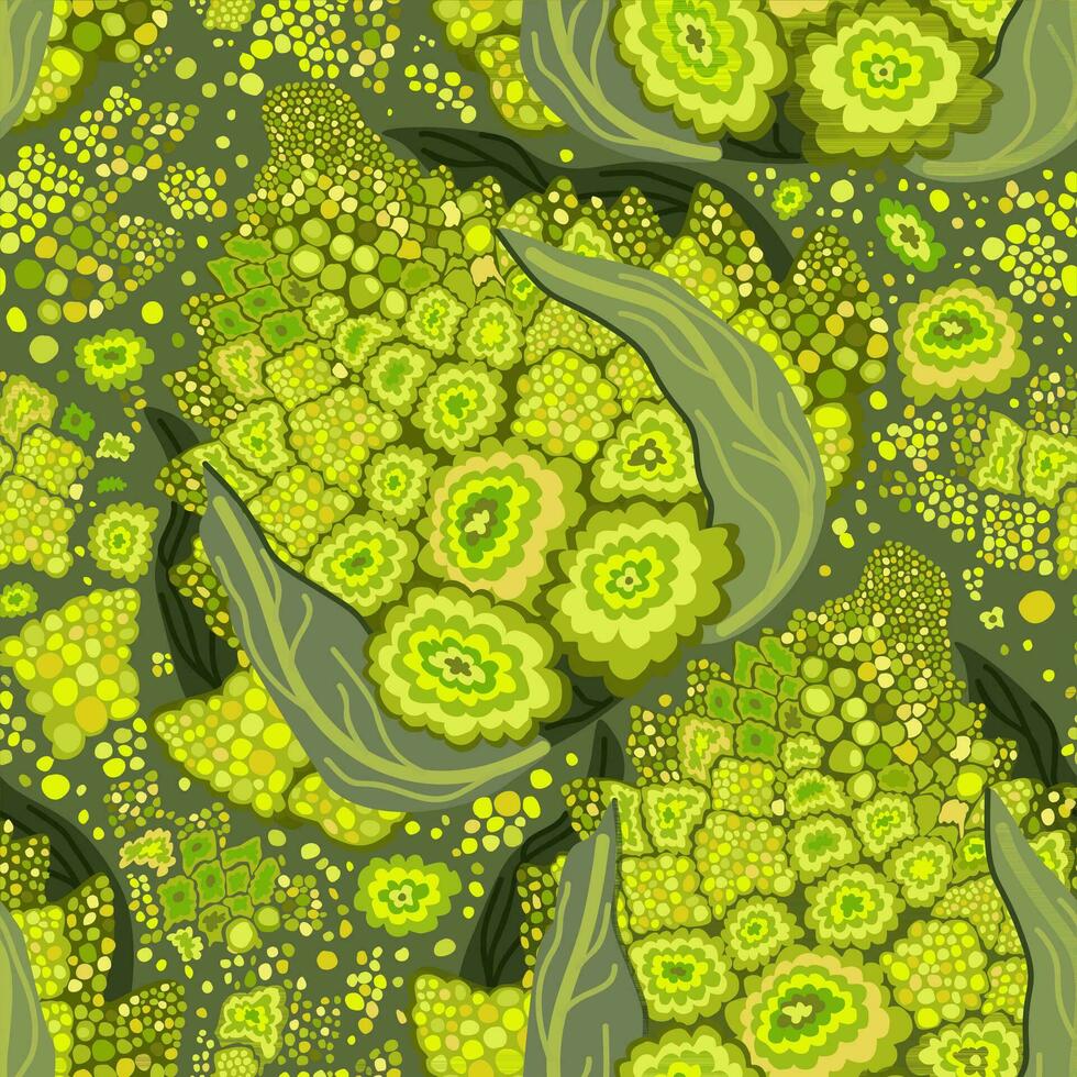Romanesco cauliflower vector seamless pattern.