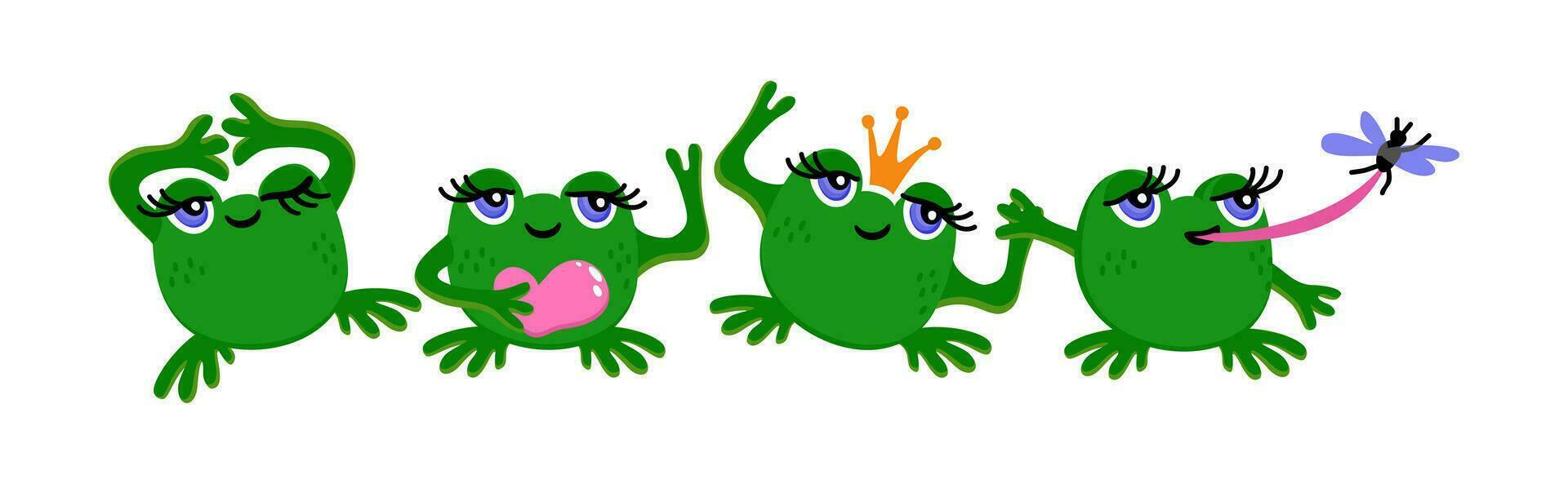 Dancing frogs. Cute vector illustration.