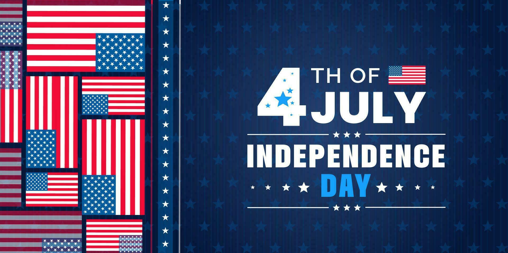 4th of July United States Independence Day celebration promotion advertising background, poster, card or banner template with American flag and typography. Independence day USA festive decoration. vector