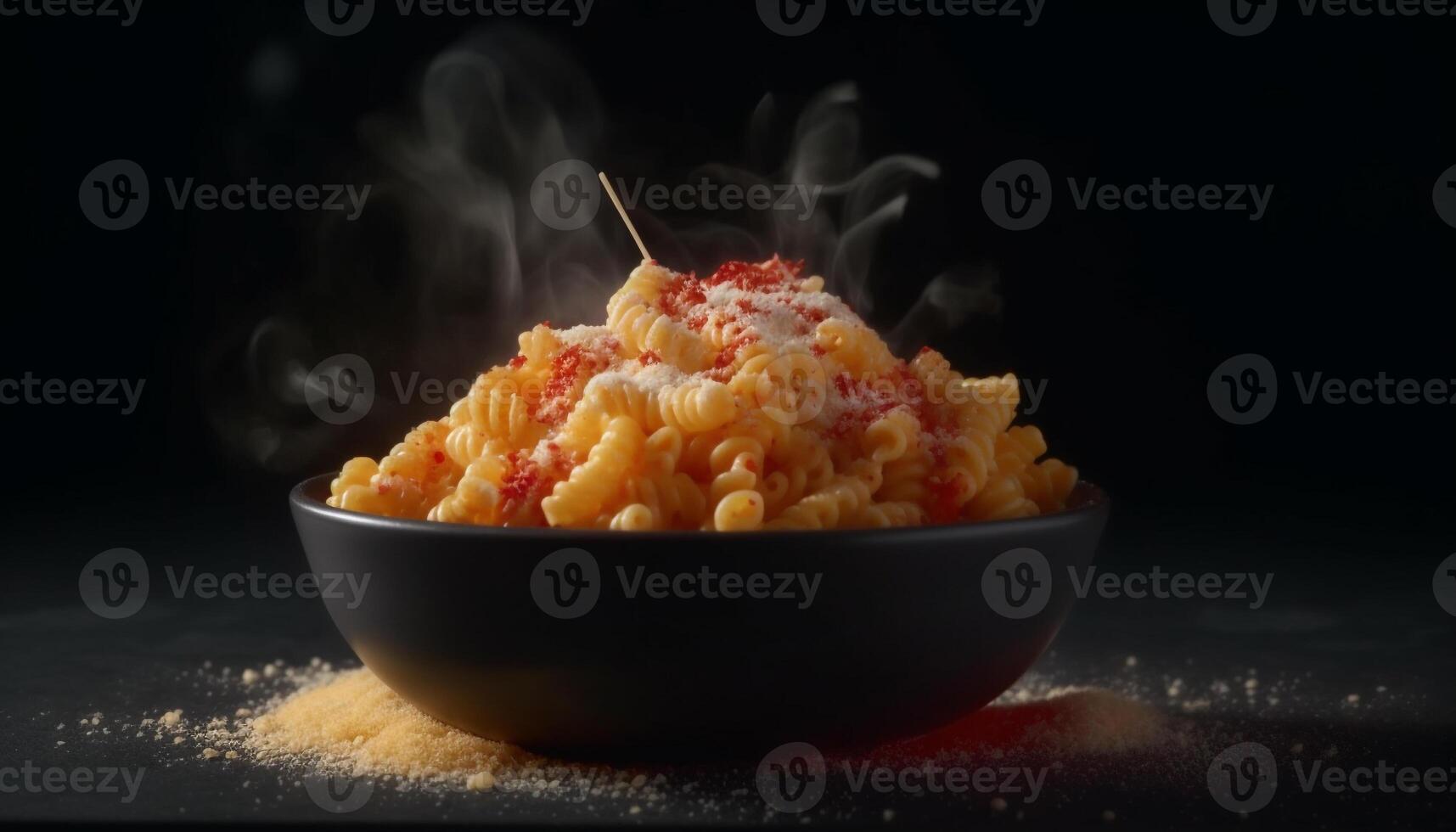 Healthy meal cooked with fresh ingredients on black background studio generated by AI photo