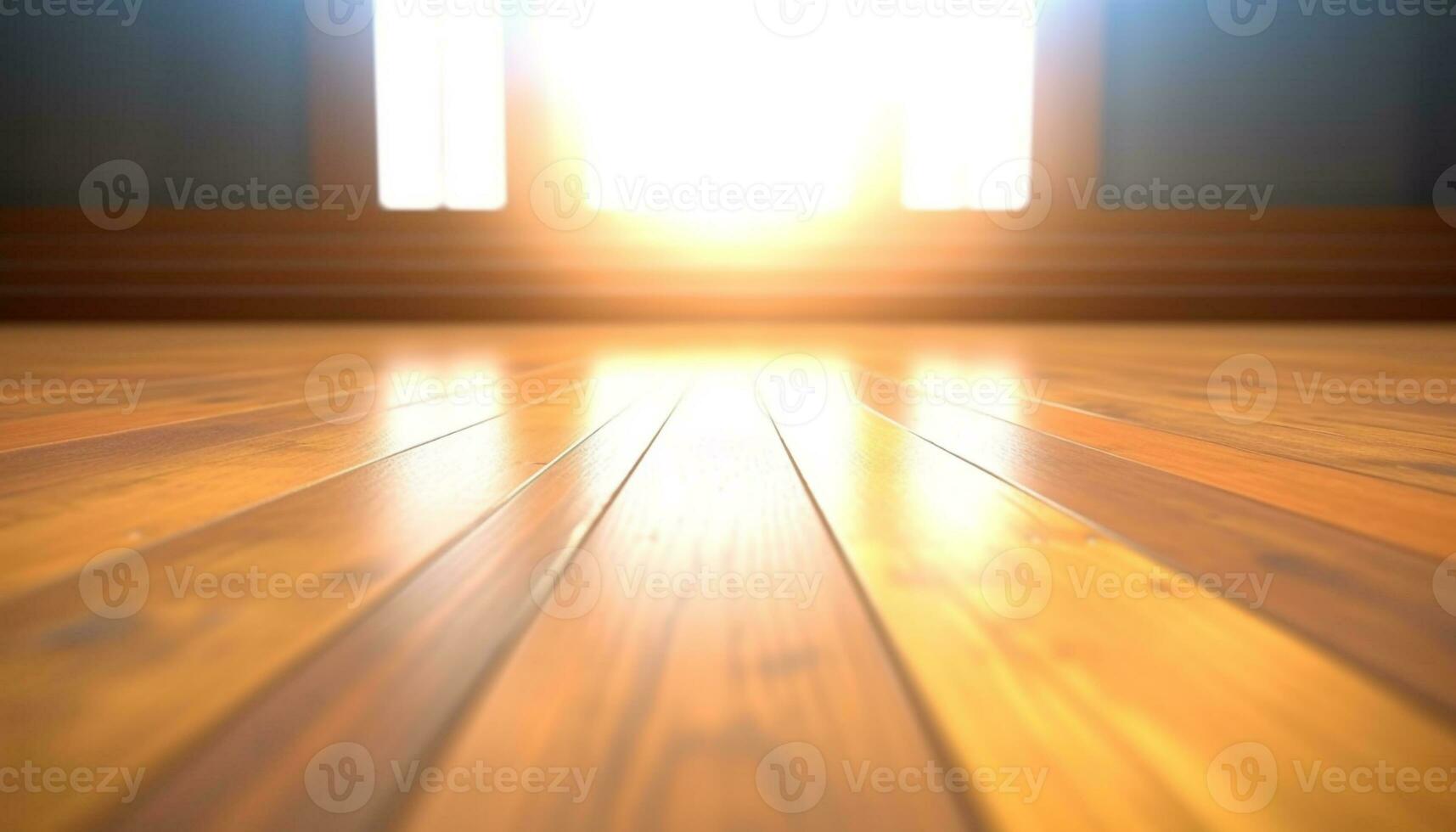 Bright hardwood flooring illuminates modern apartment with striped yellow backdrop generated by AI photo