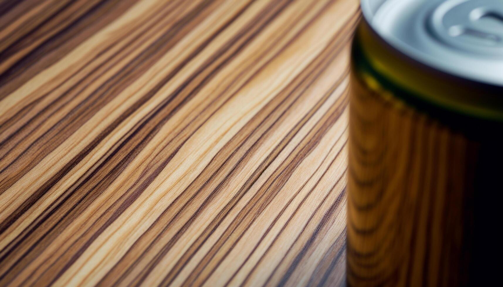 Old fashioned bottle on wooden table, striped pattern adds character generated by AI photo