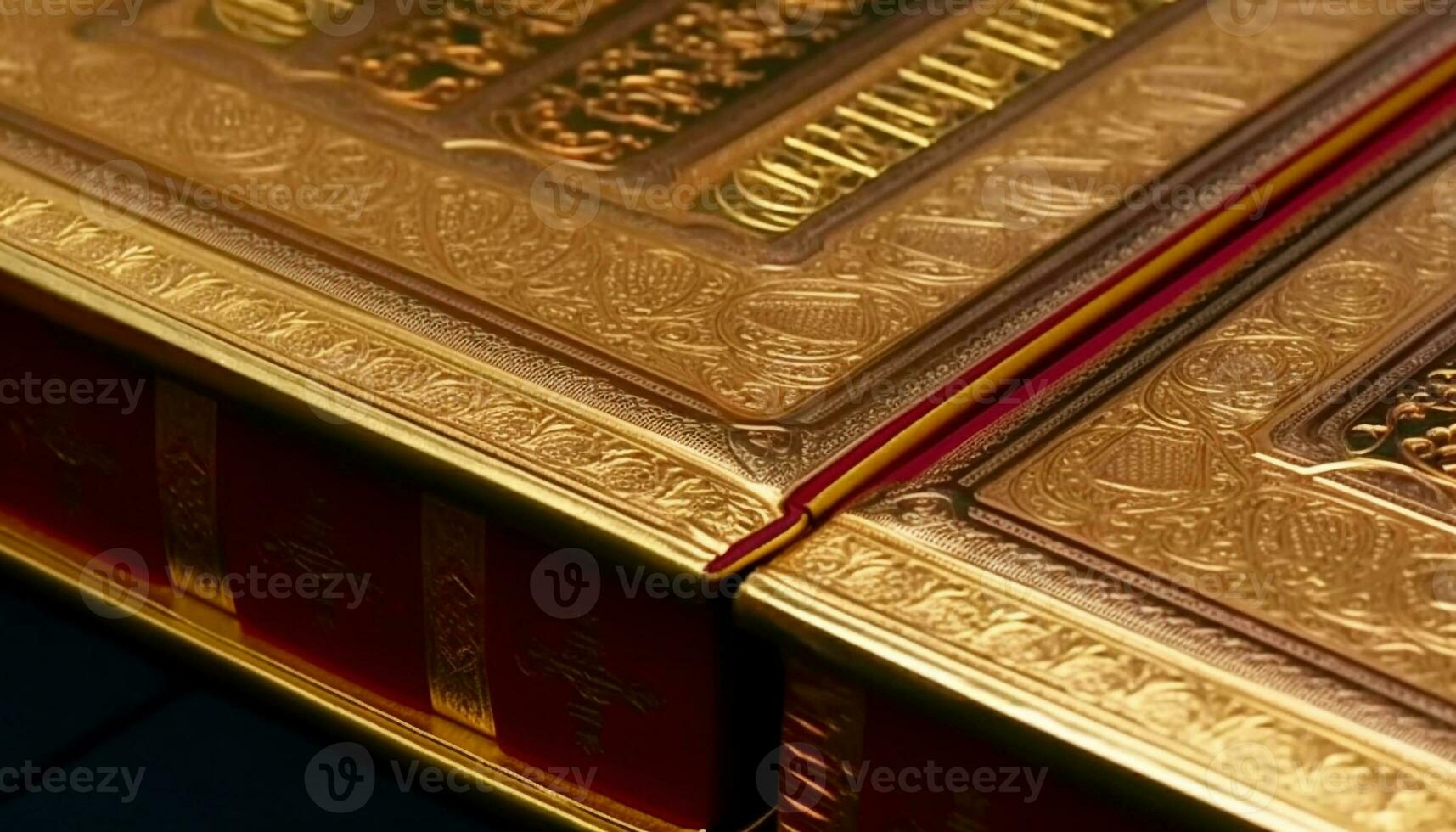 Gold book cover, shiny and antique, symbol of Catholic wisdom generated by AI photo