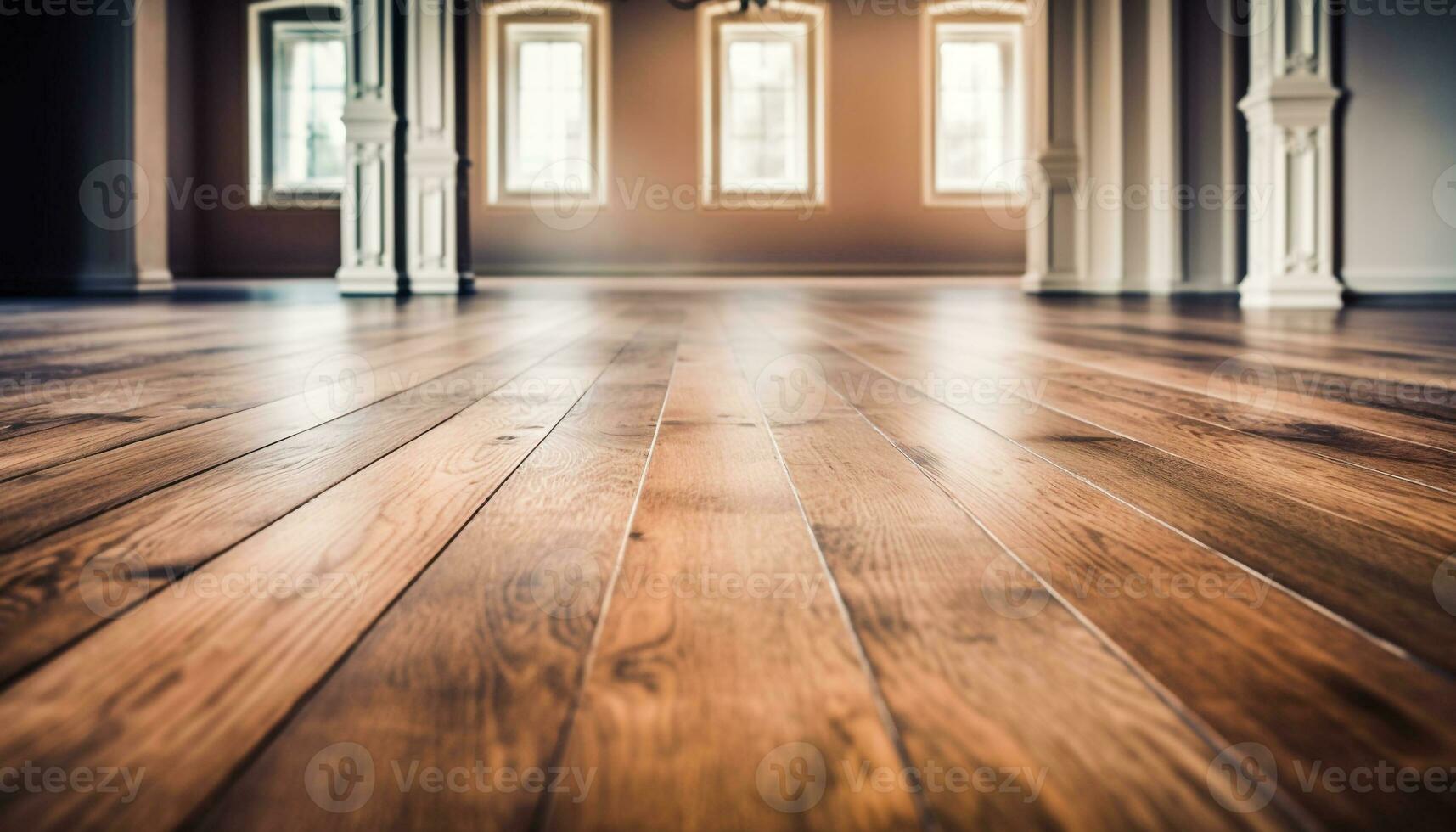 Modern elegance meets rustic nature in empty apartment hardwood flooring generated by AI photo