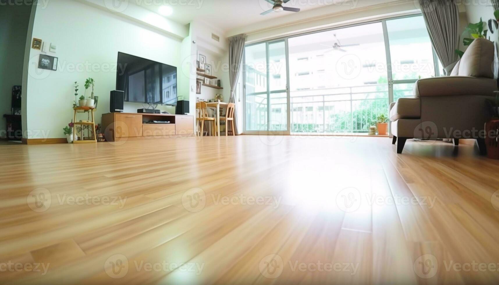 Modern luxury apartment with elegant hardwood flooring and bright decoration generated by AI photo