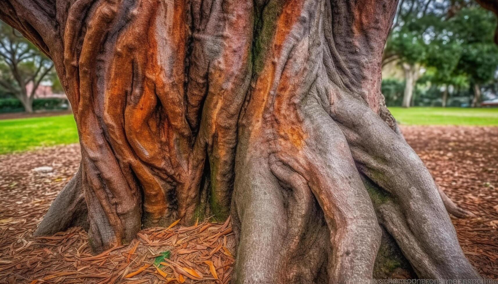 Ancient banyan tree in tropical rainforest, symbol of Buddhism generated by AI photo