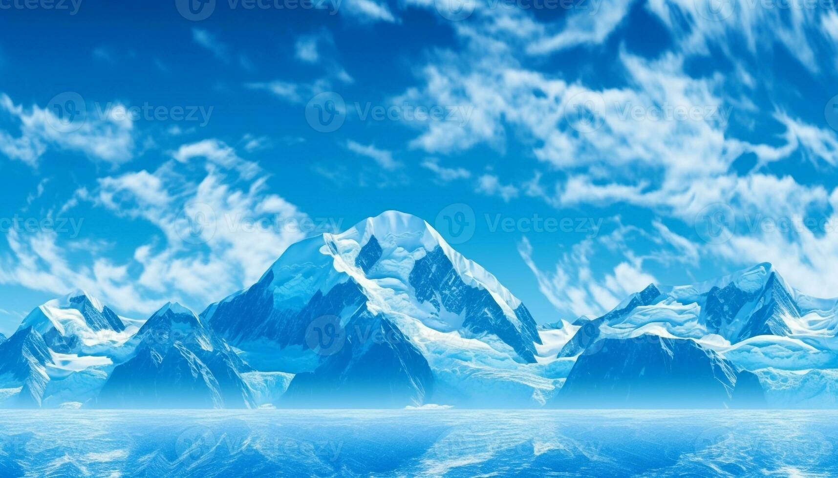 Majestic mountain range, frozen in winter, beauty in nature generated by AI photo