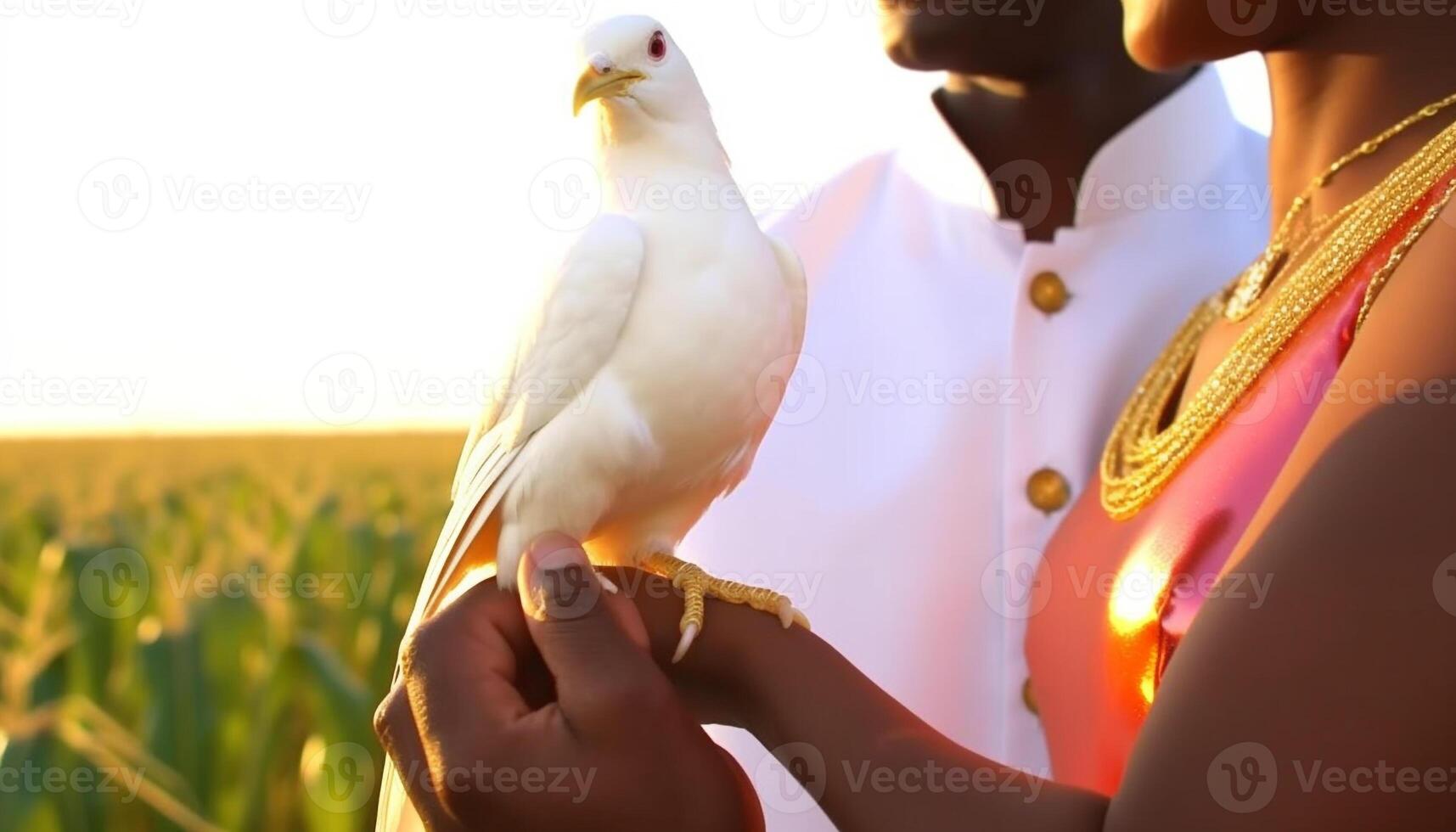 Beauty of nature and love, captured in a summer sunset generated by AI photo