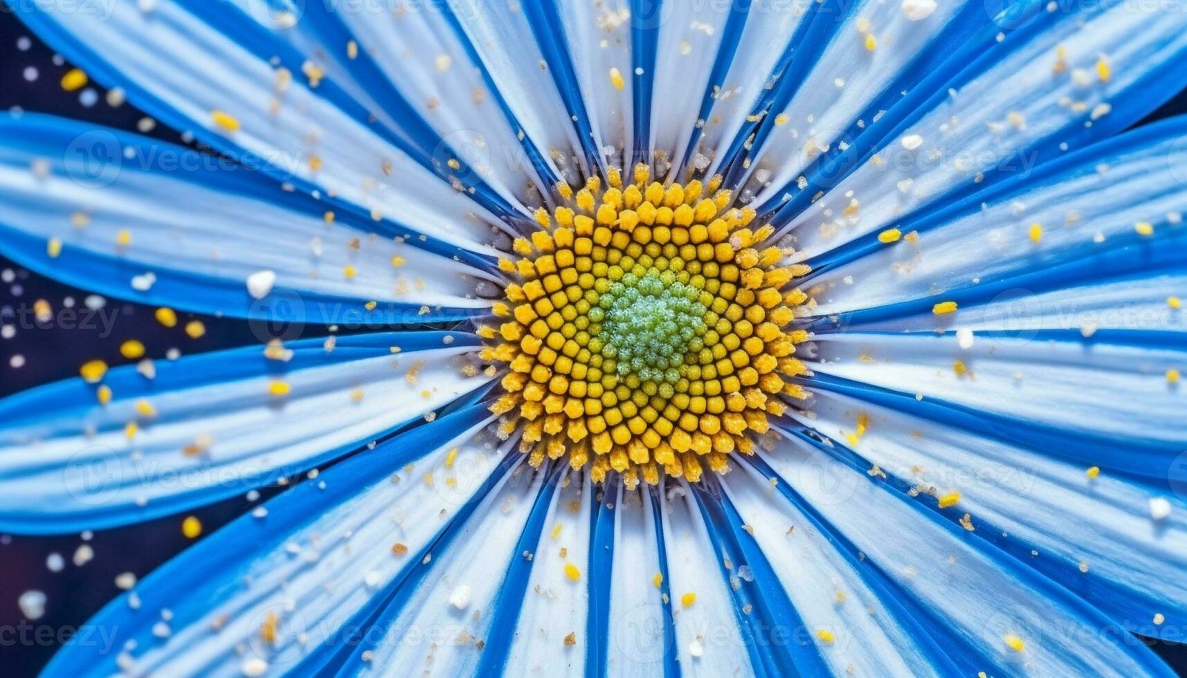 Vibrant sunflower in formal garden, raindrop adds abstract pattern generated by AI photo