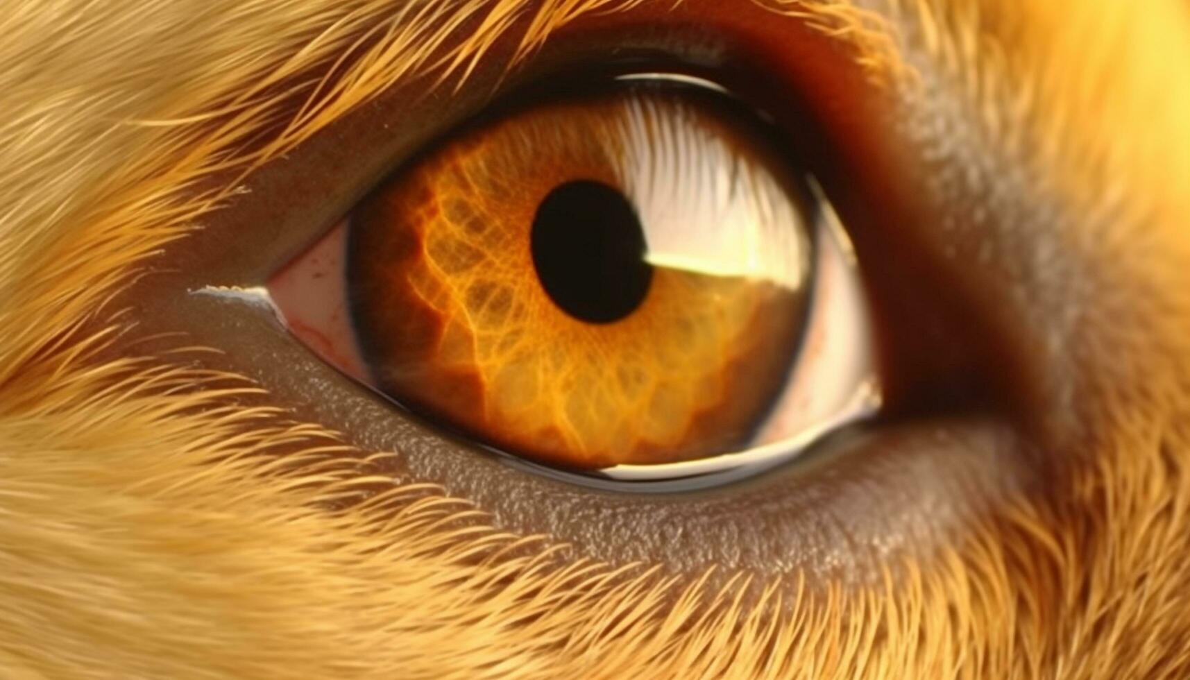 Animal eye staring, extreme close up, beauty in nature reflection generated by AI photo