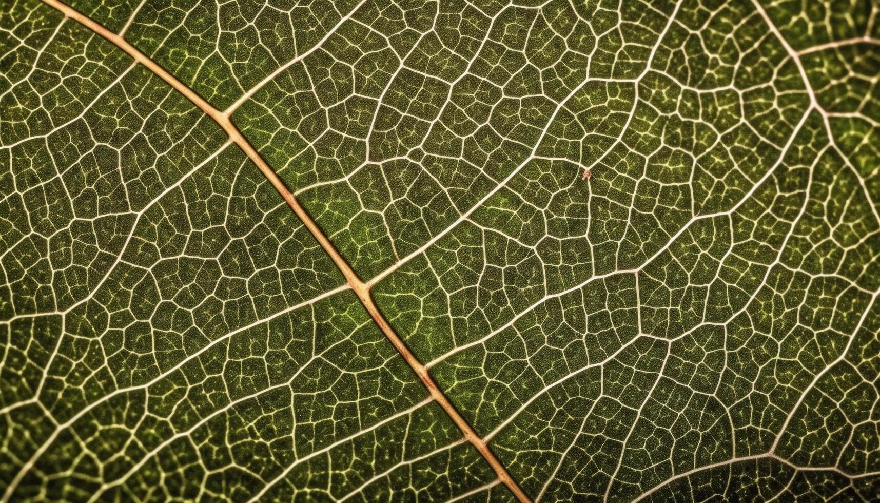 Vibrant autumn colors in macro close up of leaf veins generated by AI photo