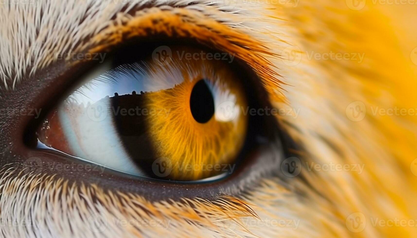 Fluffy feline staring with cute blue eyes in extreme close up generated by AI photo