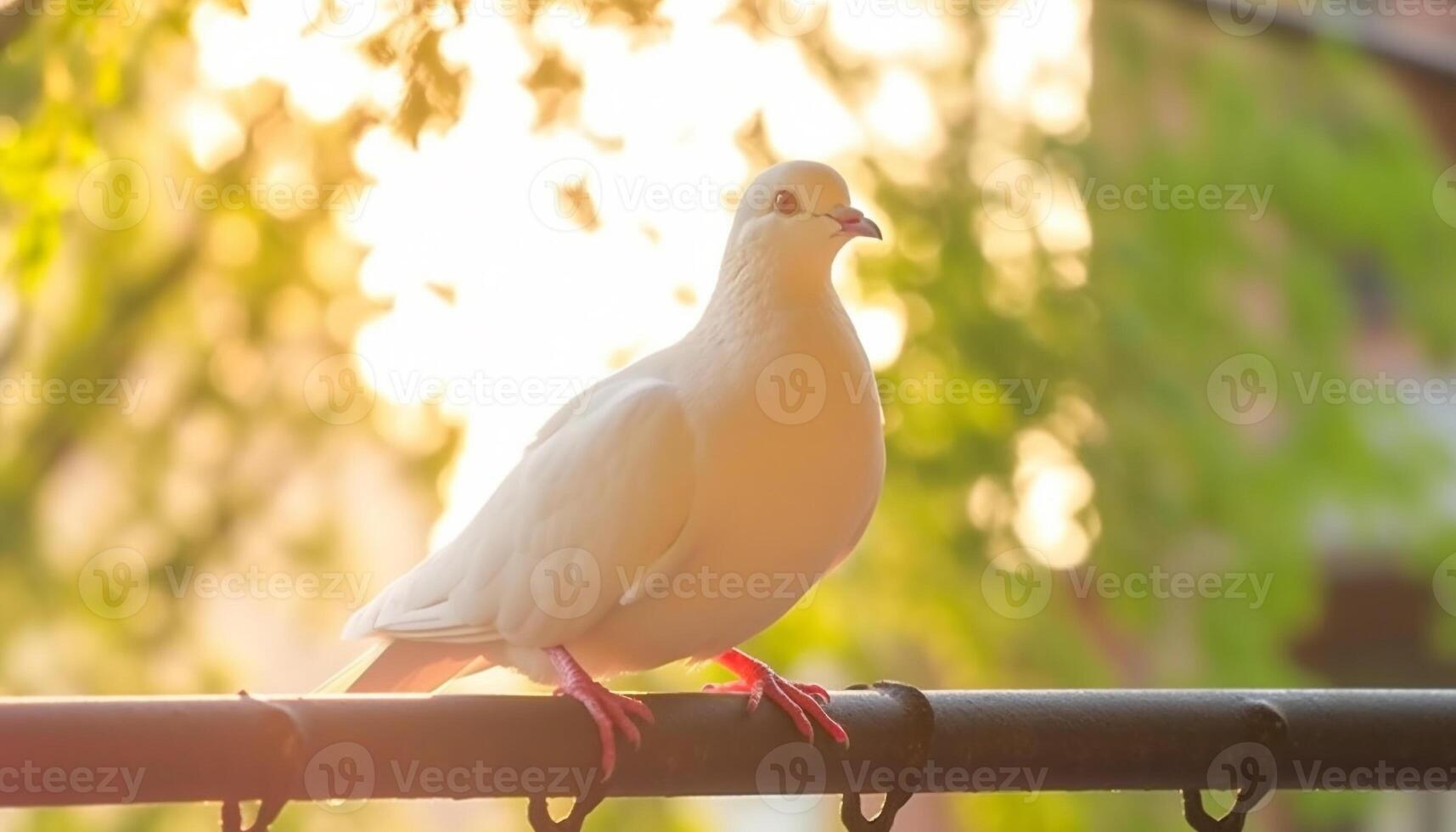 Sunset beauty in nature birds perching on tropical tree branch generated by AI photo