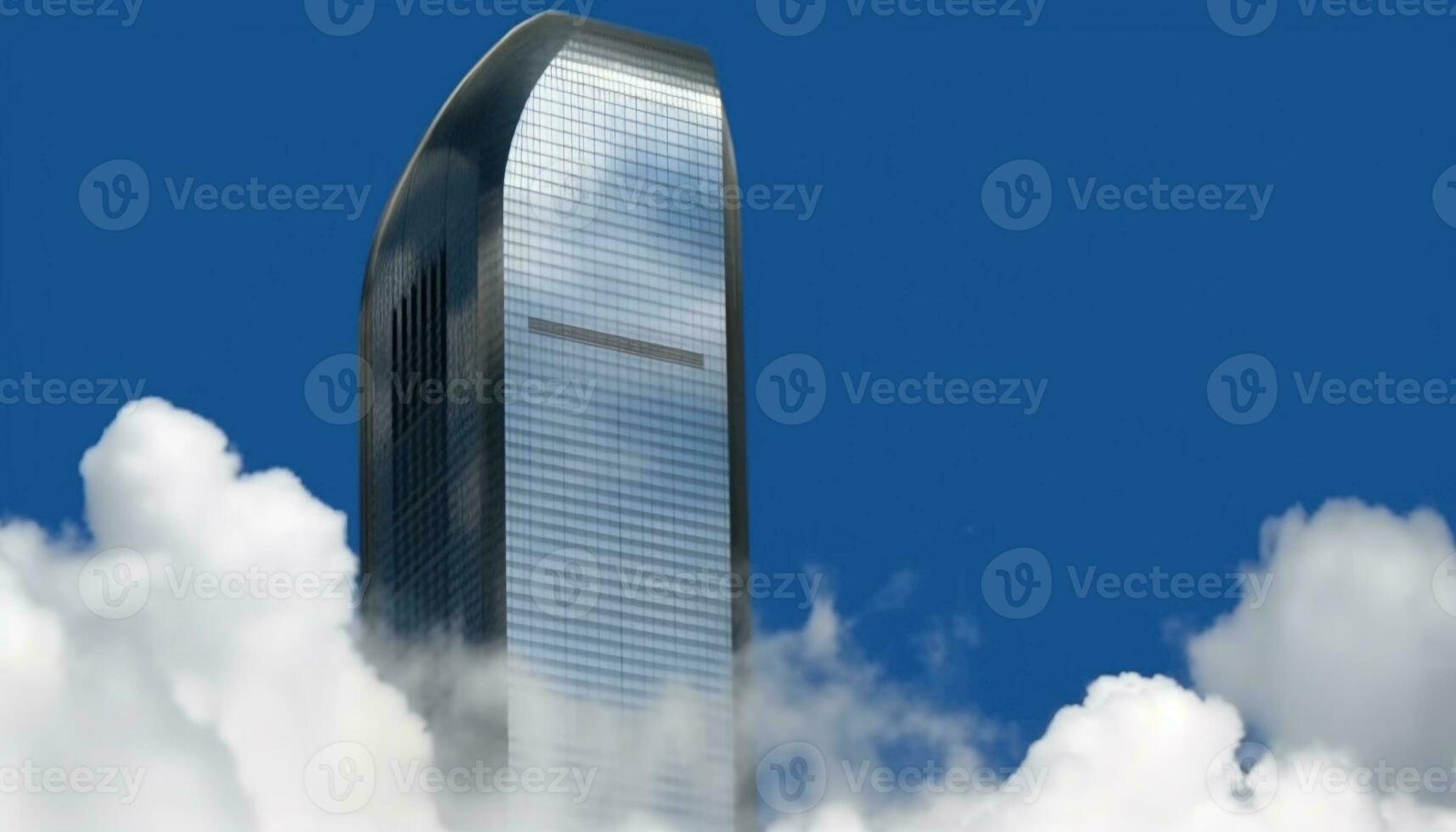 Modern skyscraper reflects blue sky, a futuristic corporate success story generated by AI photo