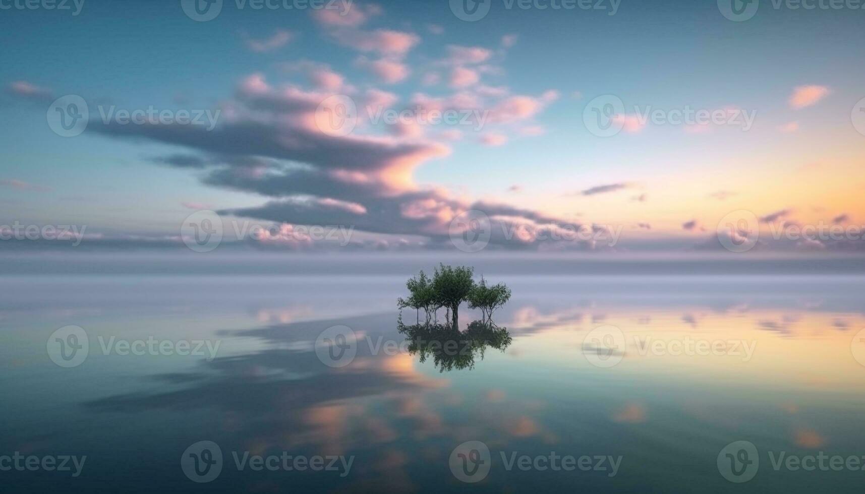 silueta de árbol en contra multi de colores cielo, tranquilo otoño escena generado por ai foto