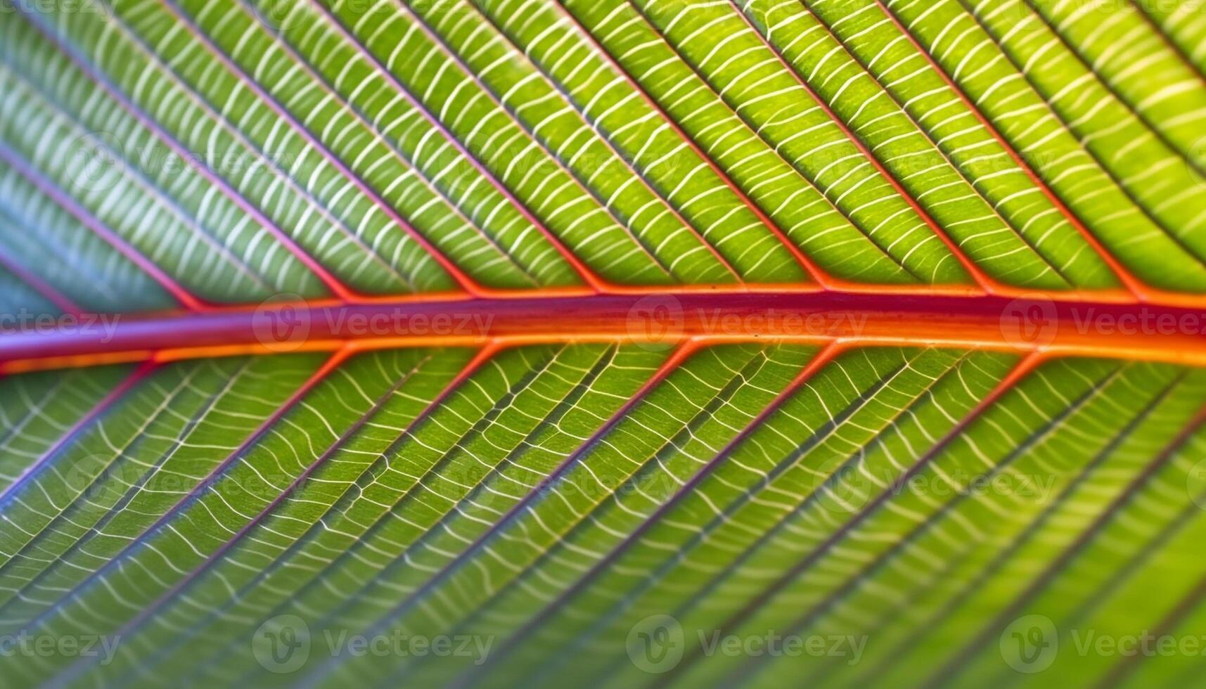 Vibrant green leaf pattern on palm tree, symbolizing freshness generated by AI photo