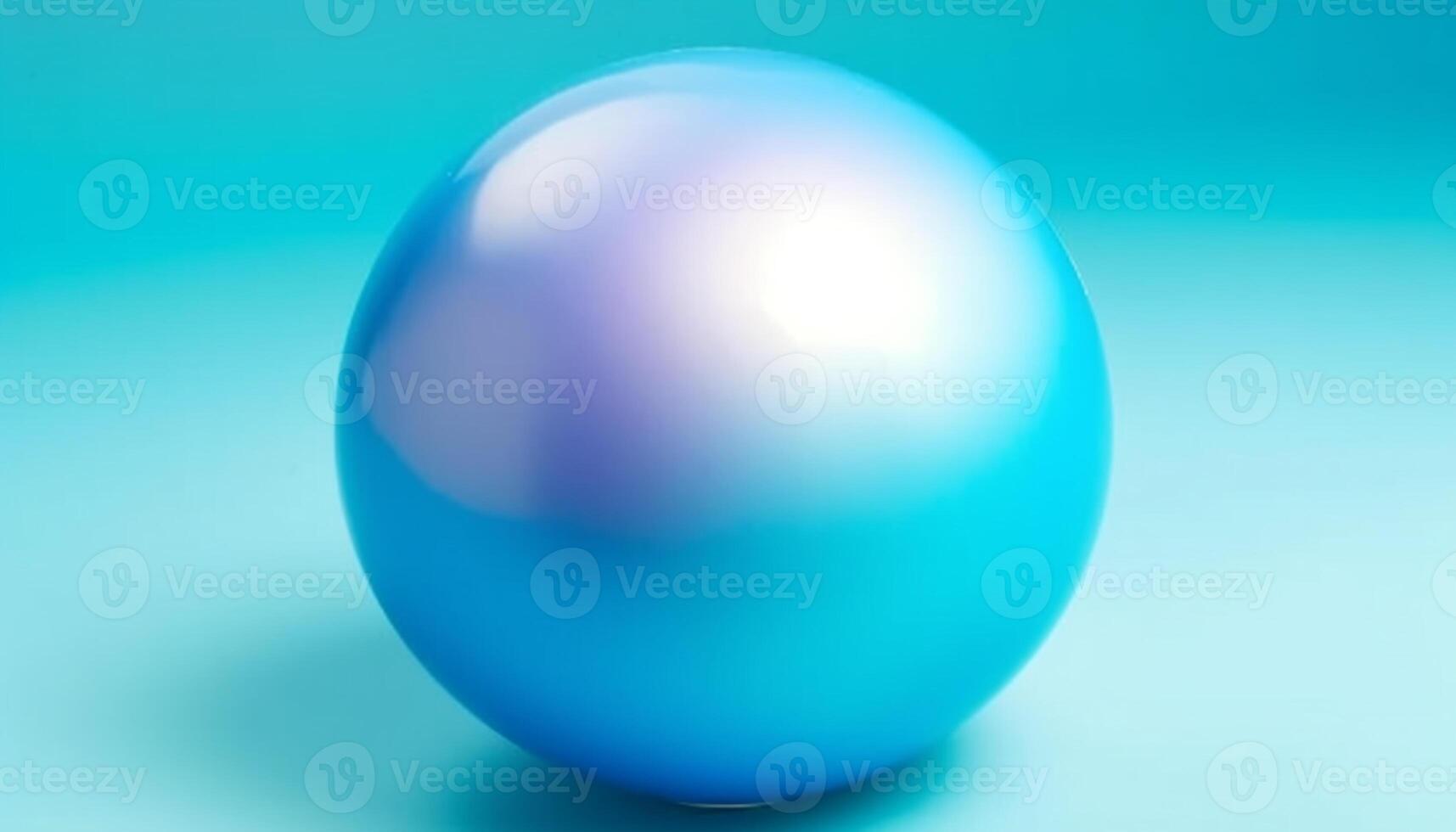 Abstract blue sphere levitates in nature, reflecting shiny backgrounds generated by AI photo