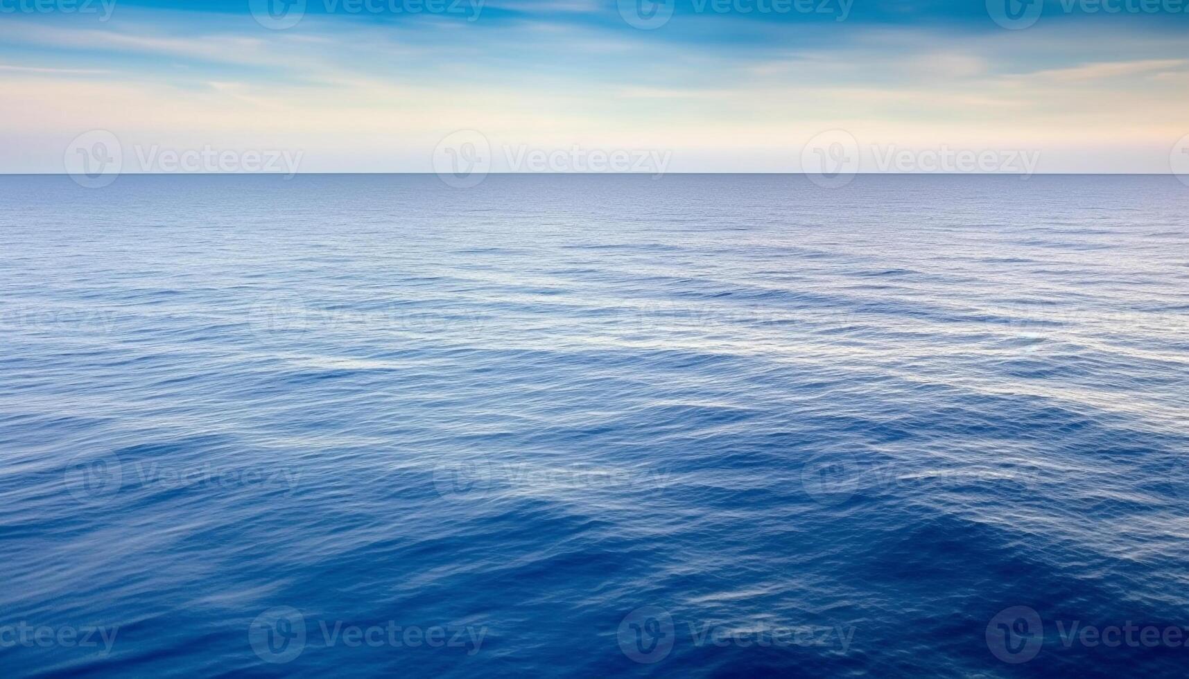 Smooth water surface reflects tranquil sunset, an idyllic seascape backdrop generated by AI photo
