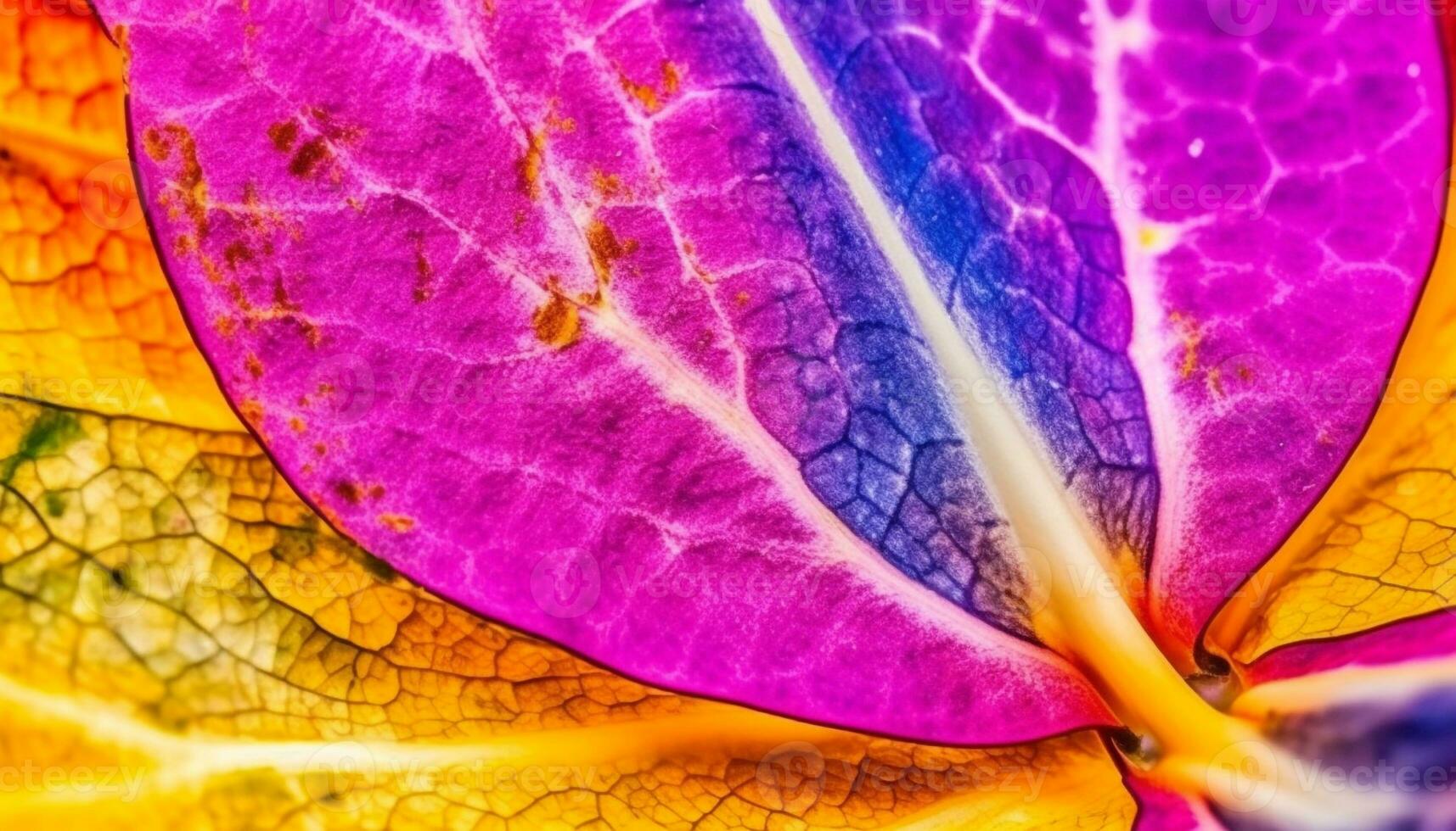 Vibrant purple leaf veins showcase nature organic fractal pattern generated by AI photo