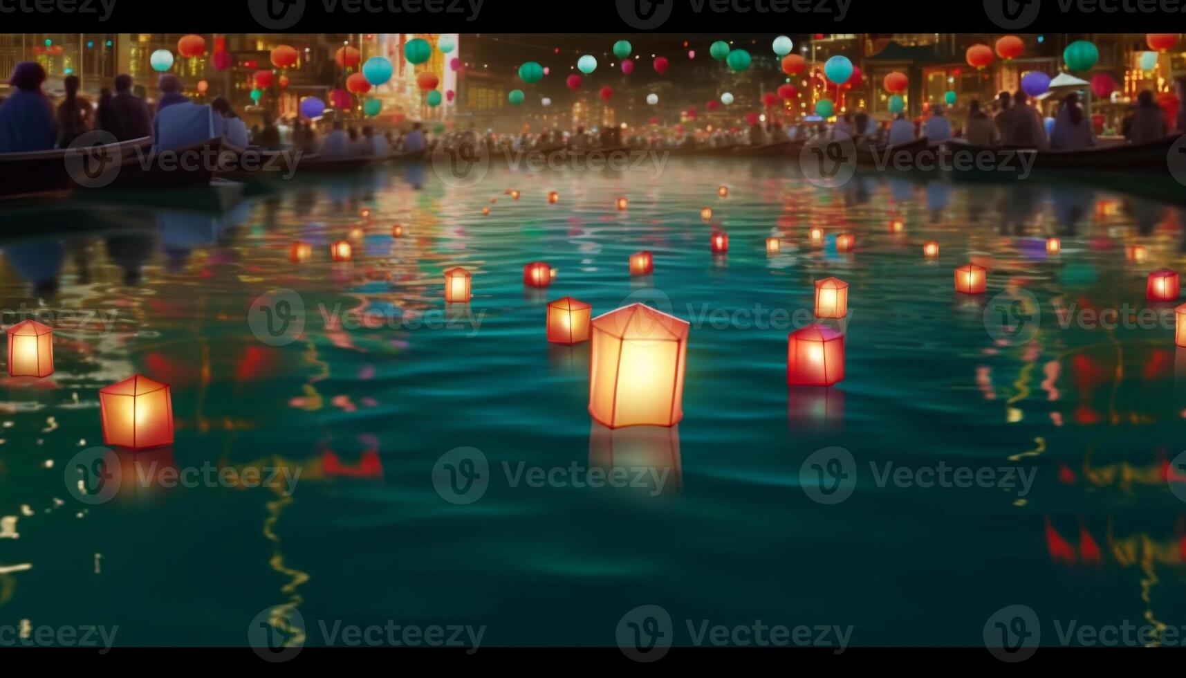 romántico luz de una vela ilumina famoso festival, brillante con vibrante colores generado por ai foto