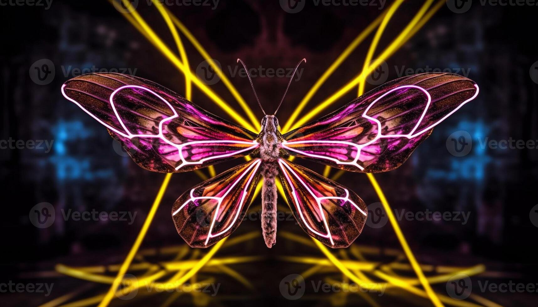 Vibrant colored butterfly wing showcases nature beauty and fragility generated by AI photo