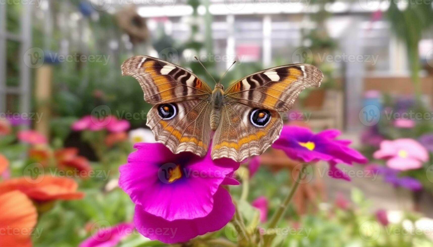 vibrante mariposa en cerca arriba, volador con multi de colores alas generado por ai foto