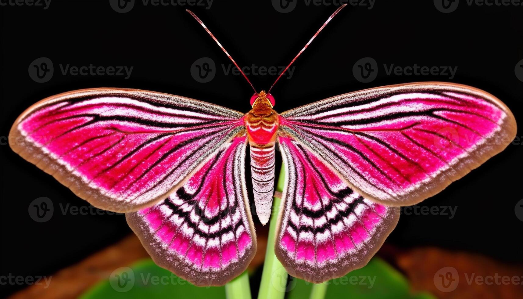 Vibrant butterfly wing pattern on purple flower in nature generated by AI photo